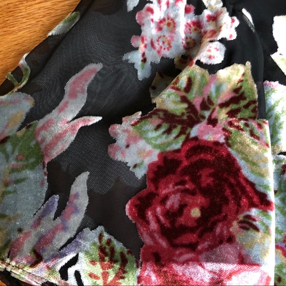 Floral Velvet Flutter Sleeve Dress - Picture 2 of 4